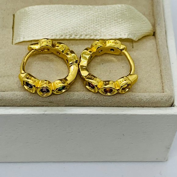 Pandora Marvel The Avengers Infinity Stones Hoop Earrings Gold - Picture 2 of 12